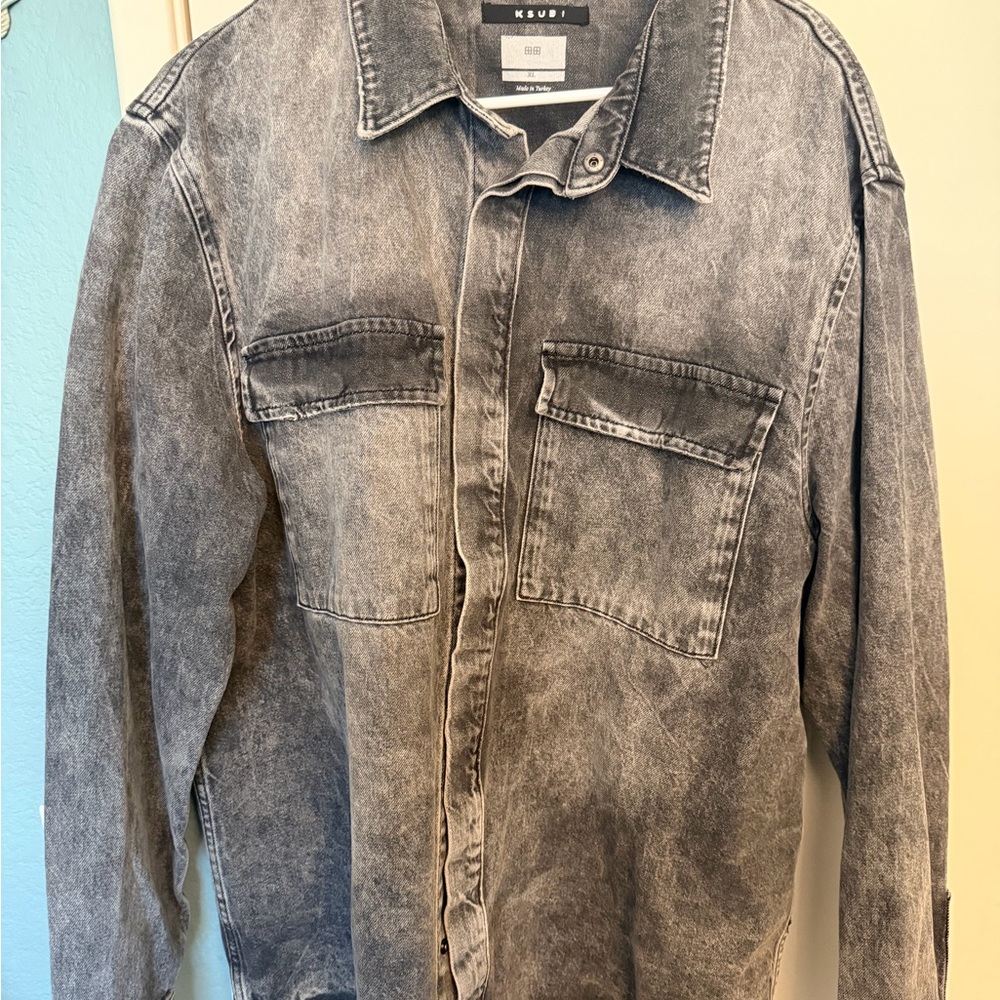 Ksubi Black Washed Denim Shirt Jacket